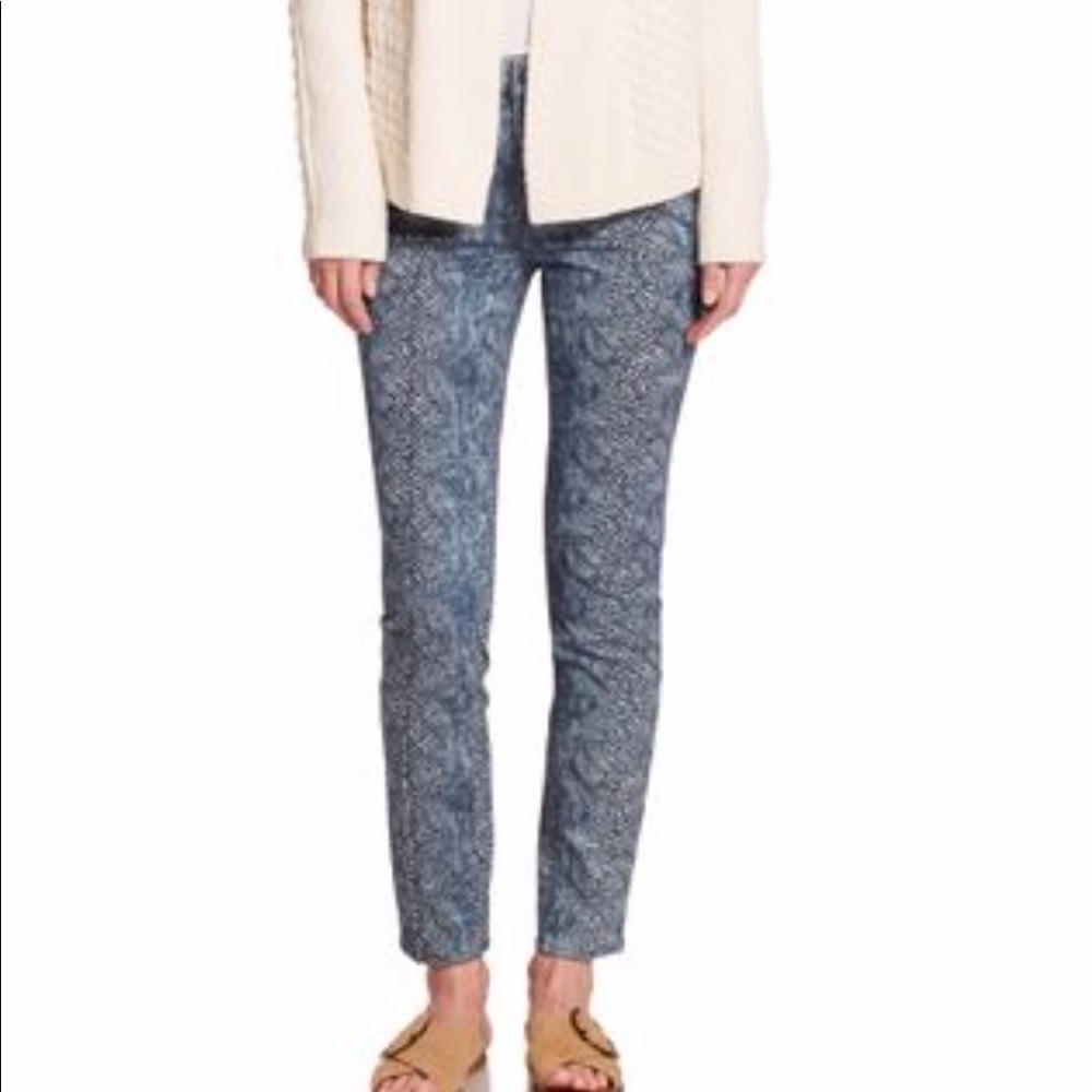 Tory Burch Women's Blue Boa-print Slim Jeans